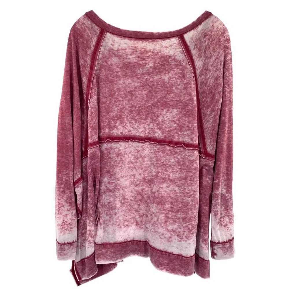 Freeloader Burgundy Burnout Oversized Long Sleeve Lightweight Top - Picture 6 of 7